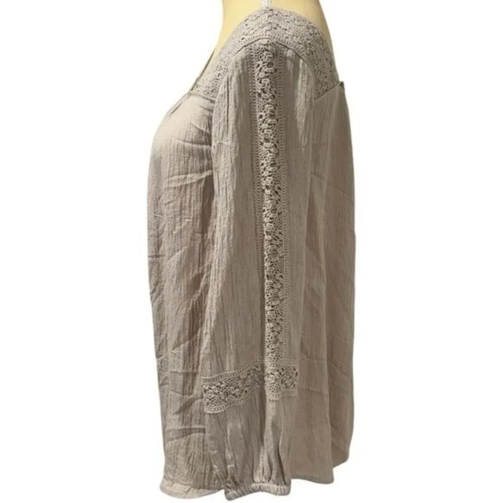 Soft Surroundings Gauze Embroidered Blouse Peasant Boho Milk Maid Cottagecore M - Image 8