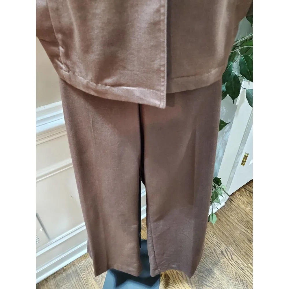 D.F.A New York Women's Brown Cotton Single Breasted Blazer & Pant 2 Pc's Suit XL - Image 6