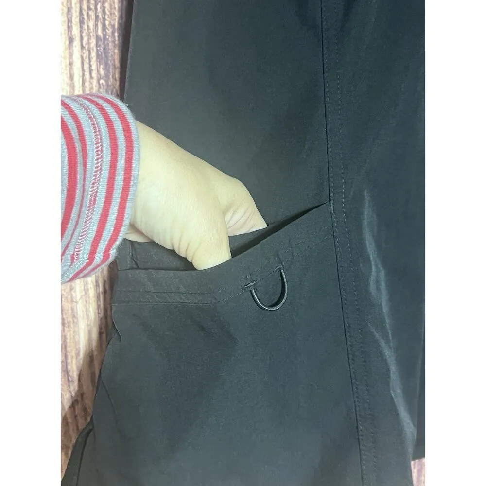 Elle Scrubs Shirt Black V Neck Short Sleeve Medical Workwear Top Stretch Size L - Image 5