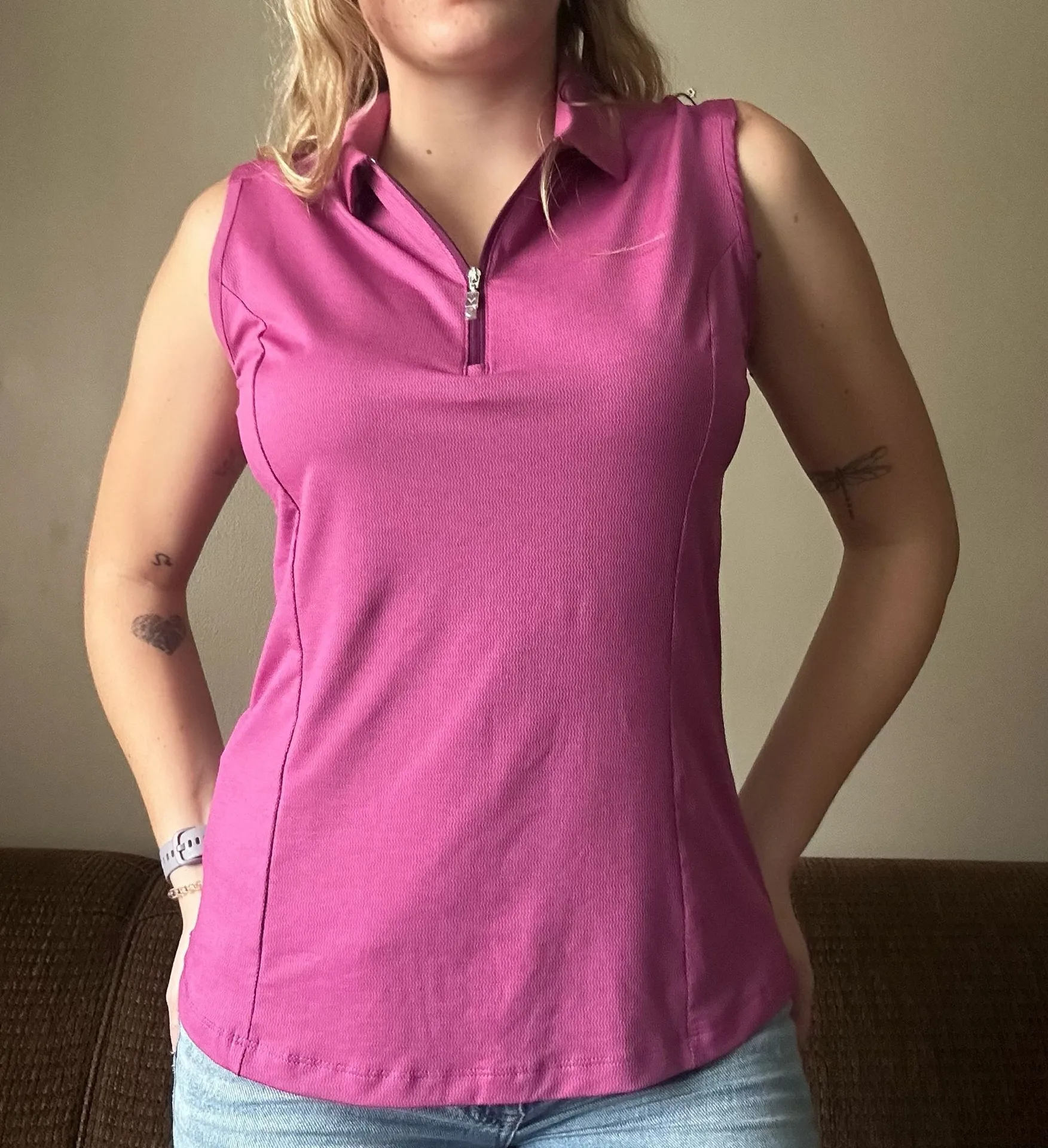 Callaway Women’s Purple Sleeveless Golf Polo Tank Opti-Dri Performance Size M - Image 1