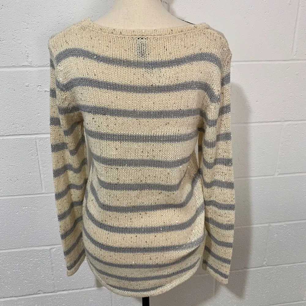 Windsor Cream with Silver Stripes & Silver Sequins Sweater - Image 6