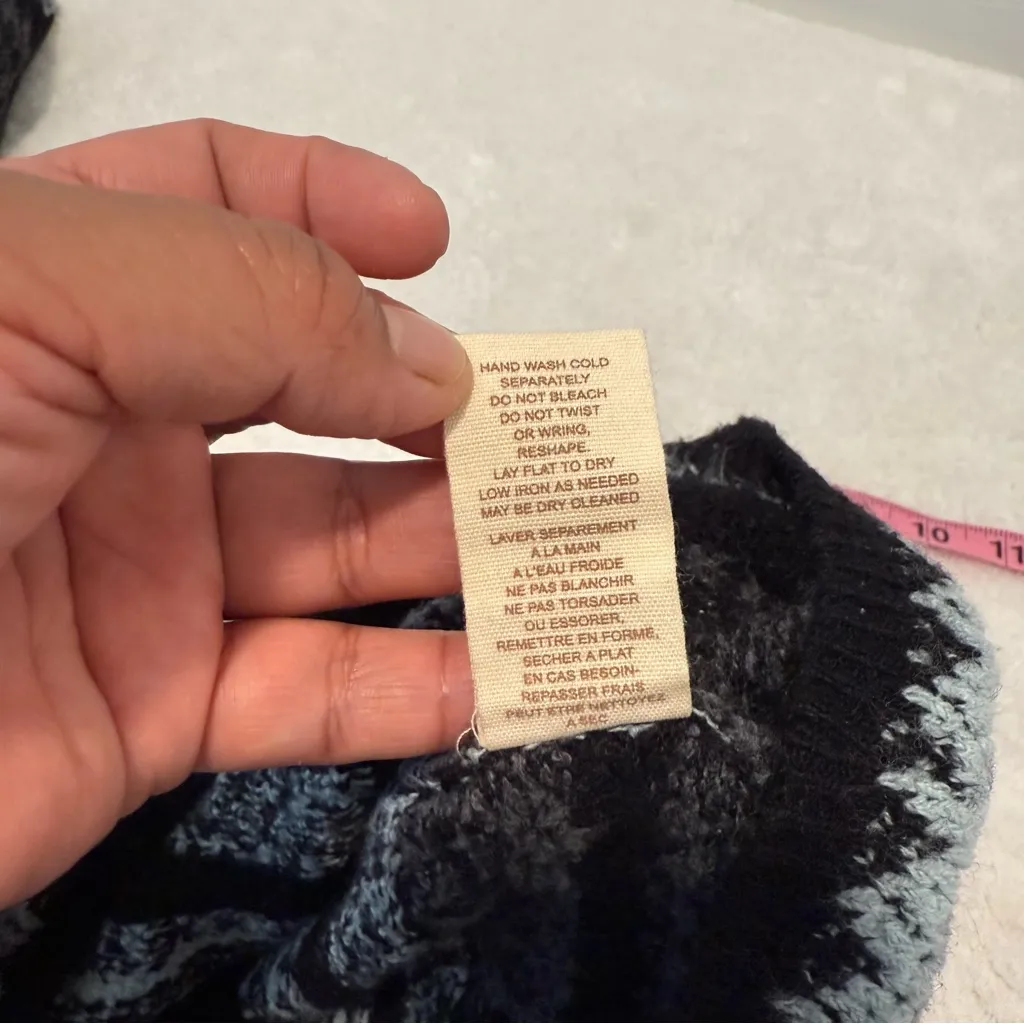 Free People Black Baby Blue Fair Isle Long Sleeve Sweater Dress XS - Image 12