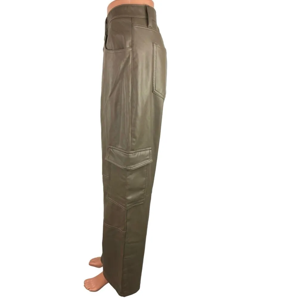 Abercrombie & Fitch Curve Love Vegan Leather Cargo 90s Relaxed High Rise Pant 16 - Image 2