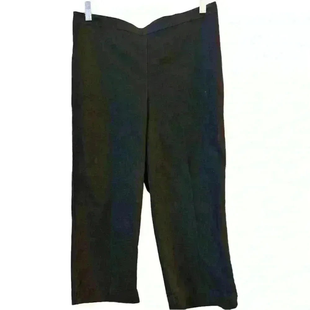 Alfred Dunner Women's Gray Black Dress Pants Size 10 Slim Fit Elastic Waist - Image 2