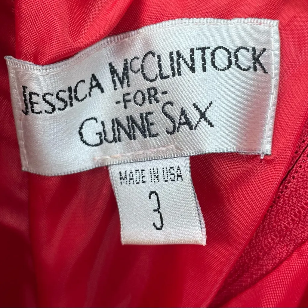 Vintage Jessica McClintock for Gunne Sax Prom Dress Homecoming Strapless Red 3 Size undefined - Image 3