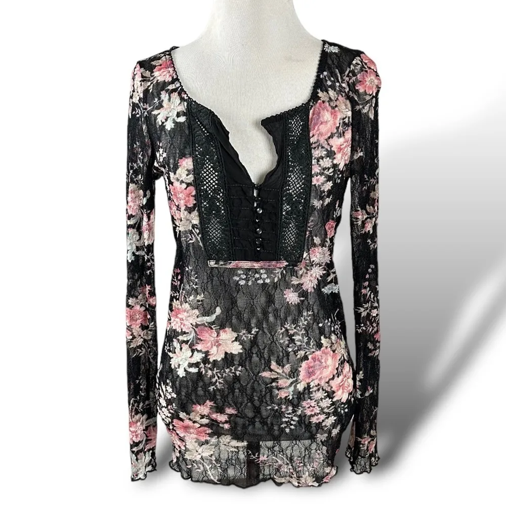 Ralph Lauren Denim & Supply Top Floral Crochet Lace Y2K Fairy Romantic Medium - Image 3