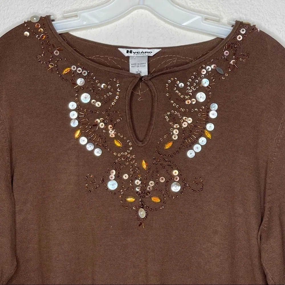 Nygard Collection Silk Blend Sweater Brown‎ - Image 6