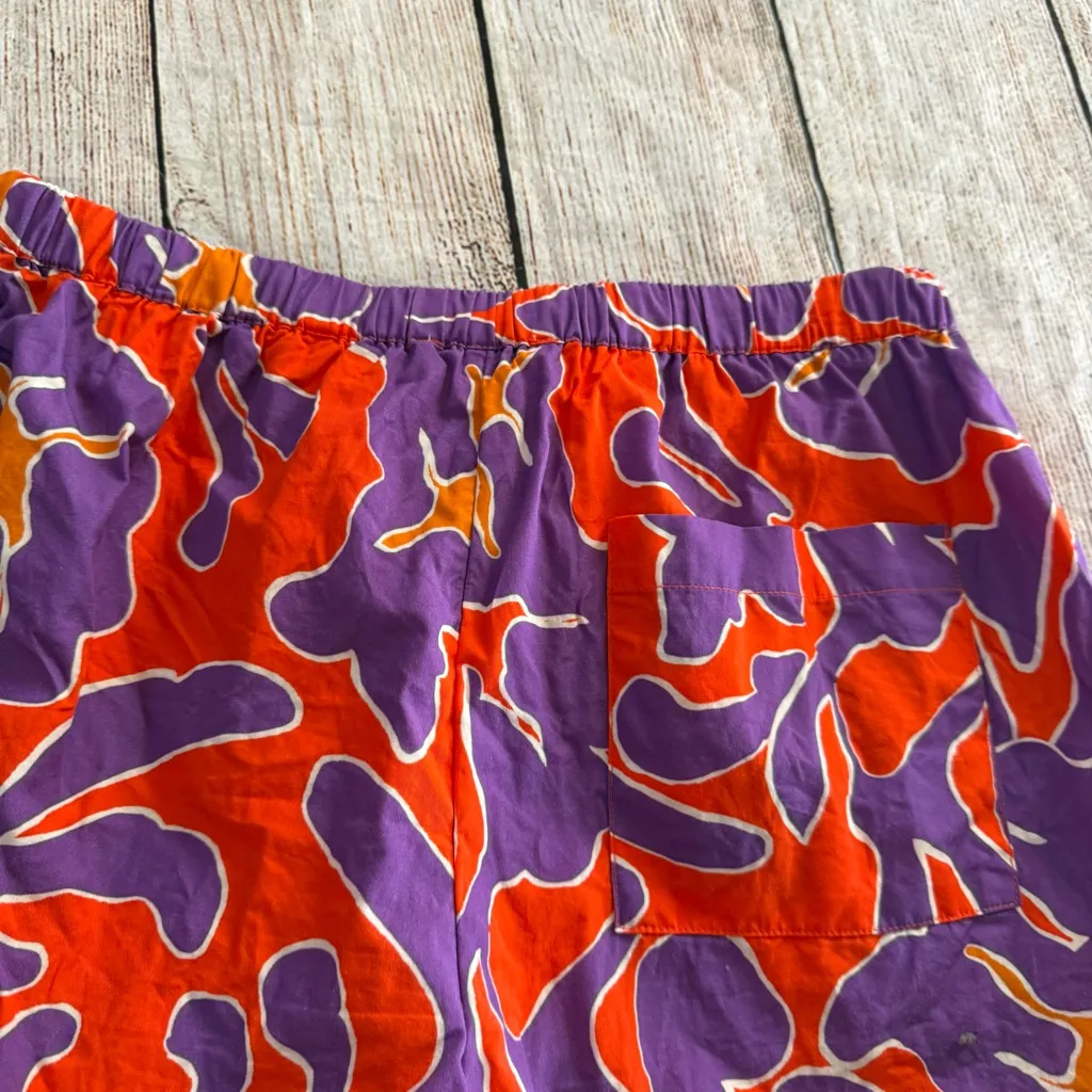 Anthropologie Cotton Poplin Drawstring Floral Purple Size Small Shorts - Image 11