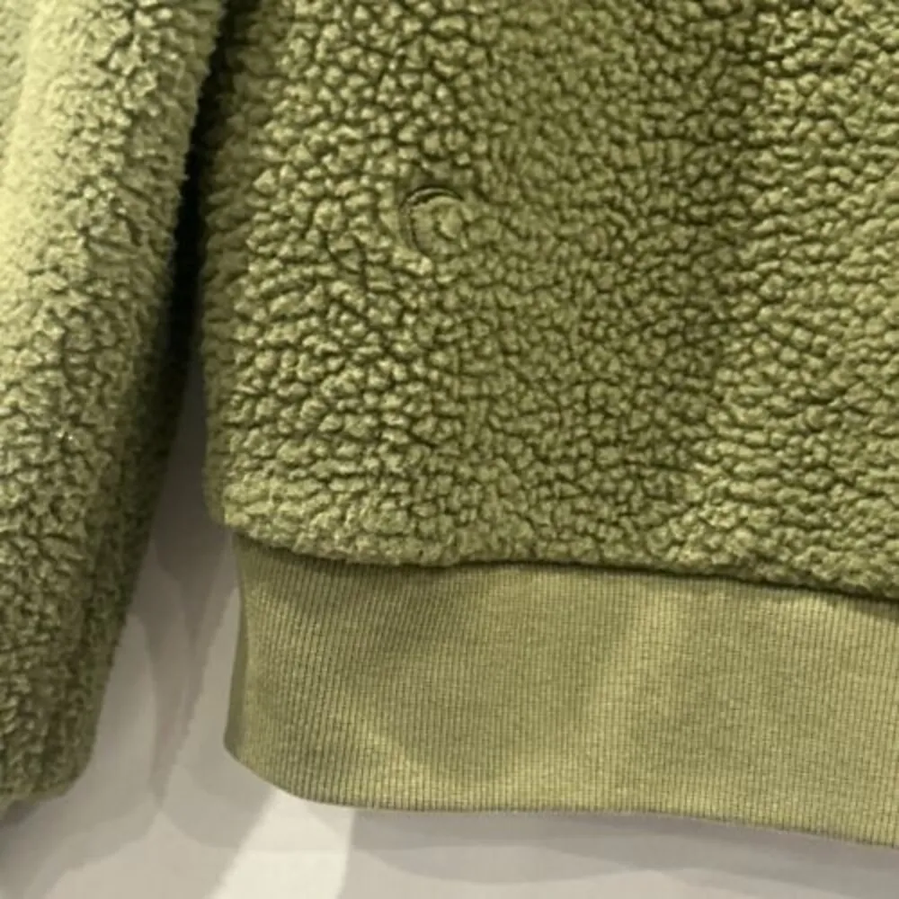 Zyia Sherpa Jacket Womens Medium Olive Green Black Teddy Fleece Flying V Bomber - Image 7