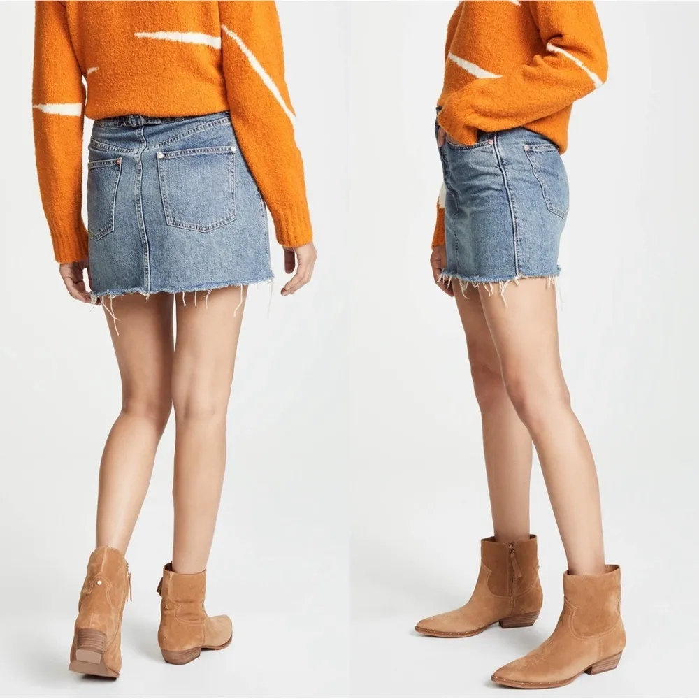 We The Free • FP Rugged A-Line Denim Miniskirt raw hem frayed distressed - Image 11