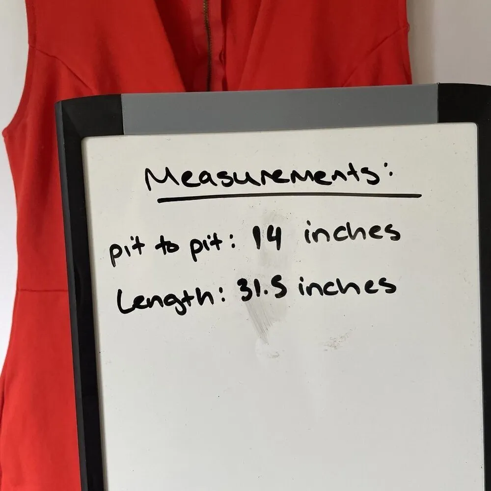 Lulu's bright orange red bodycon sleeveless dress deep v-neck women size medium - Image 5