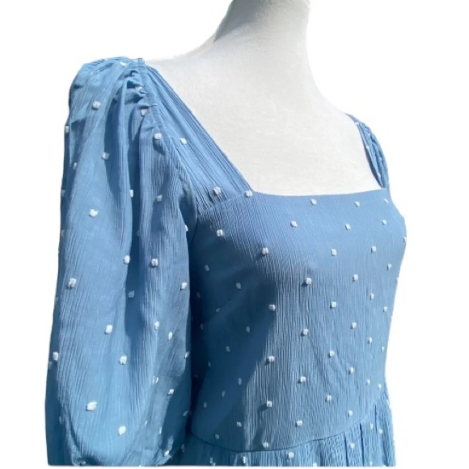 Moon River Medium Midi Dress Anthropologie Dot Cut out tie back Boho Prairie - Image 6