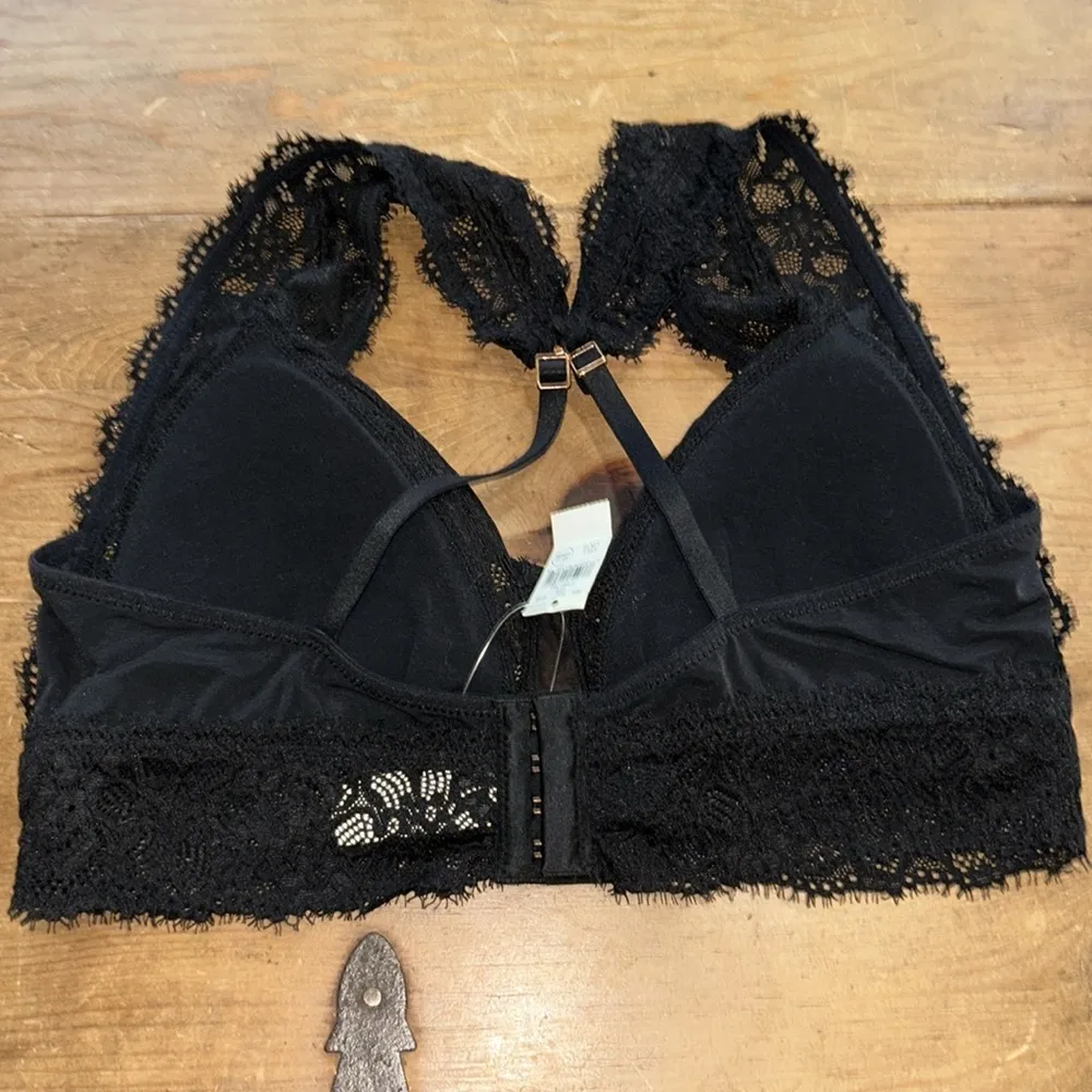 Aerie Black Lace Triangle Bralette Size Large - Image 9