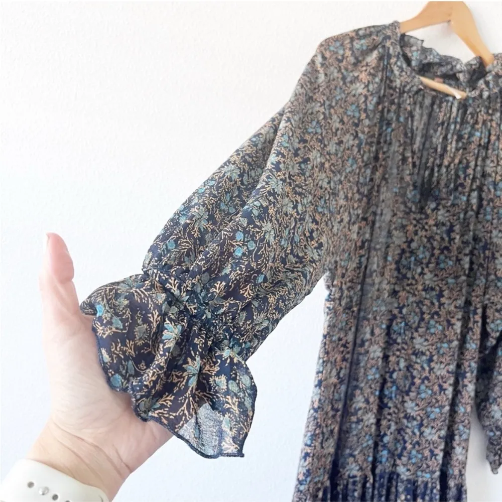 Free People Feeling Groovy Border Boho Floral Tiered Midi Dress in Multicolor - Image 3