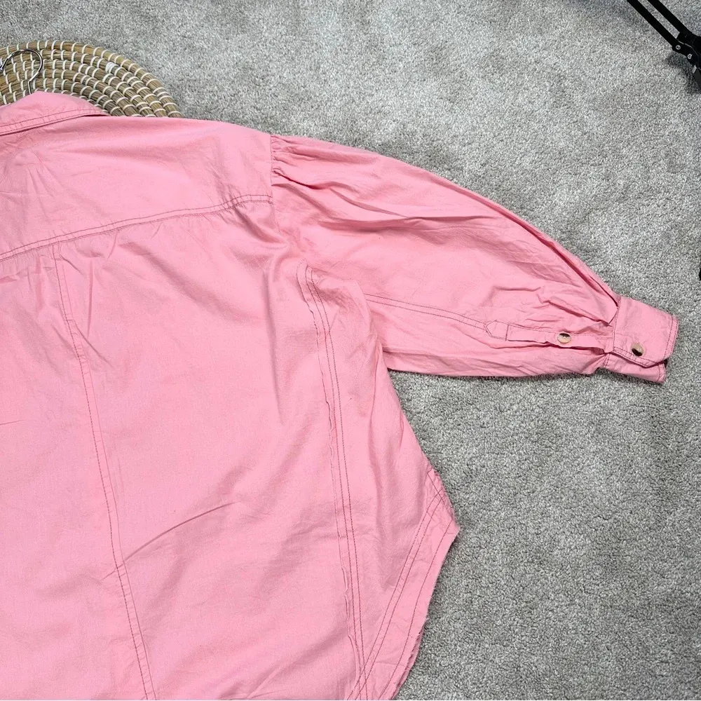 Free People We The Free Happy Hour Poplin Top Oversized Longsleeve Pink XS - Image 12