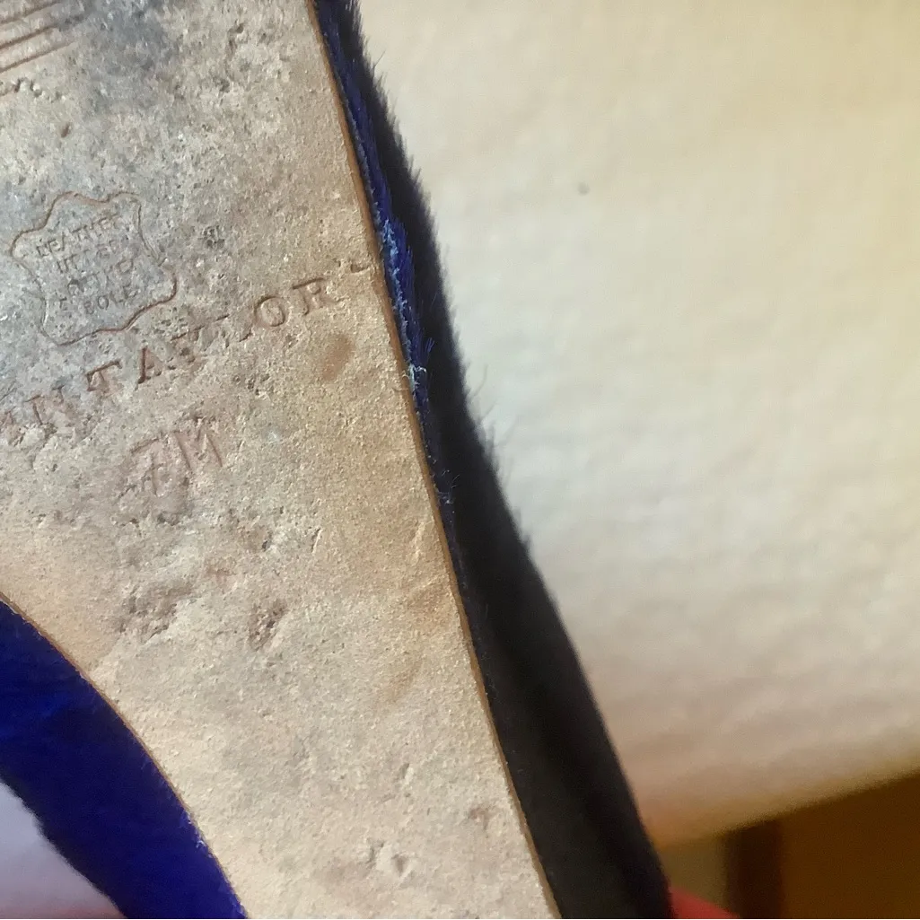 Ann Taylor cobalt blue-platform calf hair wedge heels with ankle buckle strap 7 - Image 10