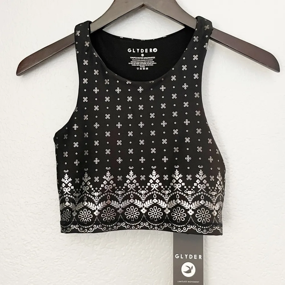 Nwt GLYDER Lacey Bra In Black Gloss Wildflower Lace XS - Image 5