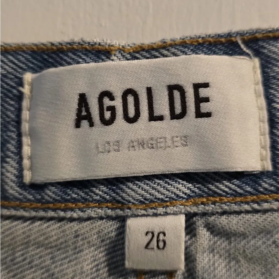 Agolde Distressed Blue Jean Shorts - Image 11