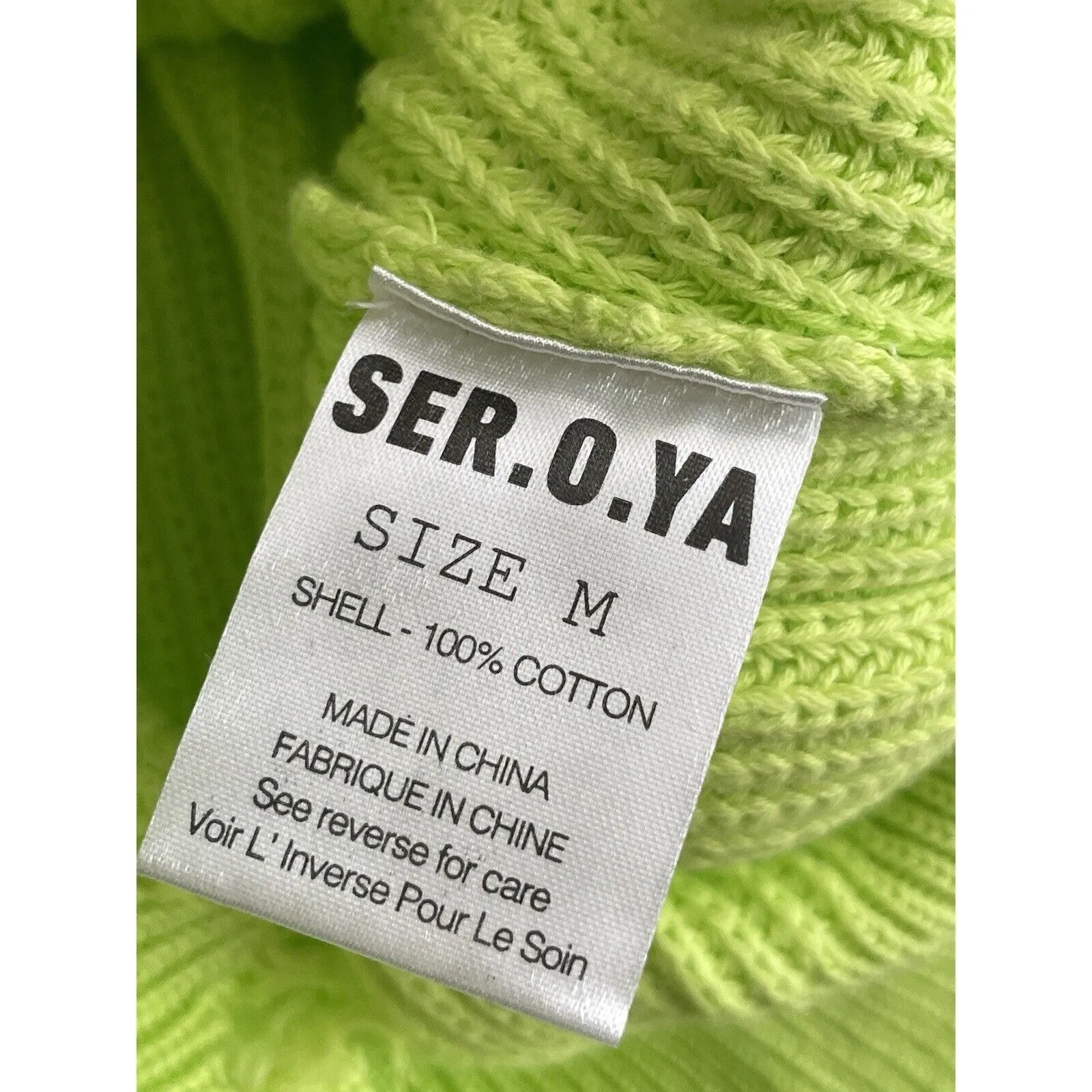 NWT SER.O.YA Syd‎ Sweater Women Size Medium Neon Green Distressed Grunge V - Image 10