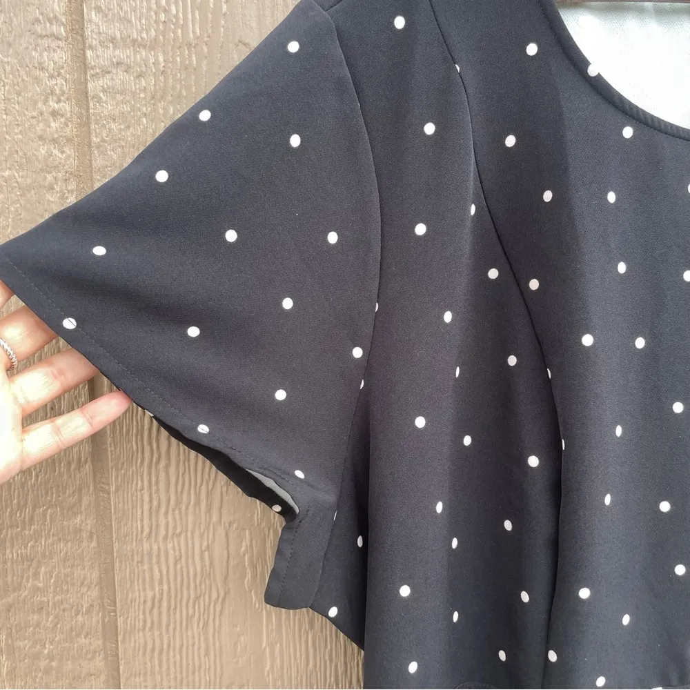 Lane Bryant Womens Shirt Blouse Black Polka Dot Peplum Tie Waist Plus Size 26 - Image 7