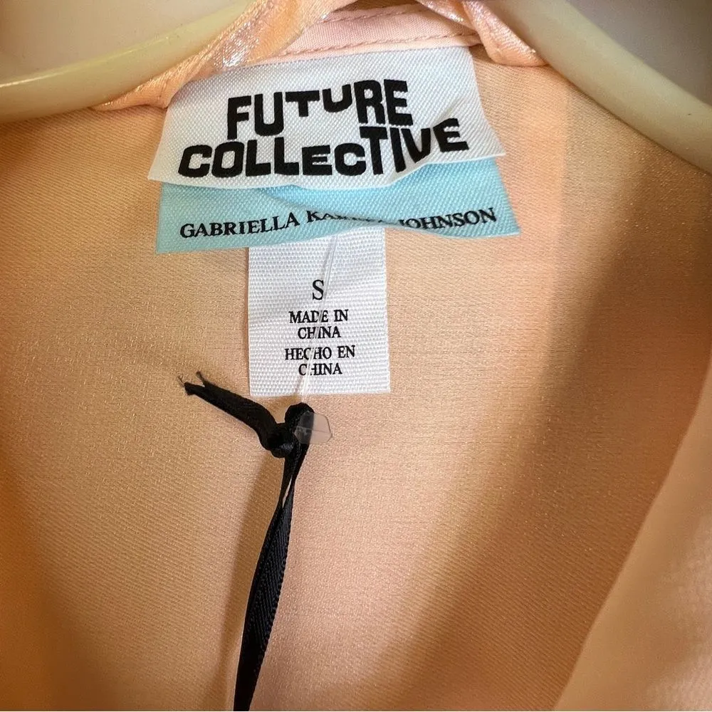 Future Collective Peach Color Organza Hooded Jacket w/Zippered Front & Pockets - Image 11