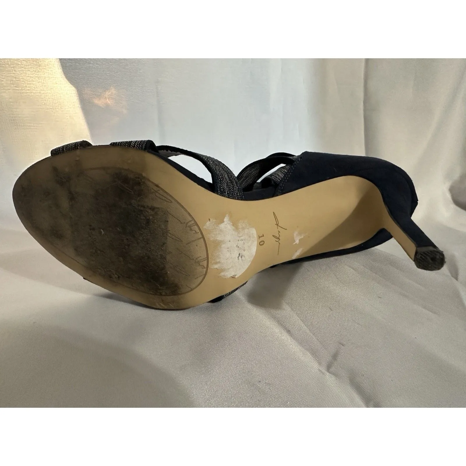 Daya by Zendaya Women Blue Denim Caged Heels Elastic Straps Open Toe Size 10 - Image 8