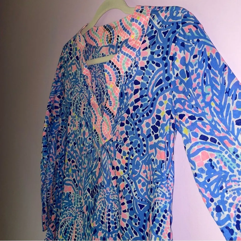Lilly Pulitzer XS Blouse Cotton Tunic Top 3/4 Sleeve V Neck - Image 2
