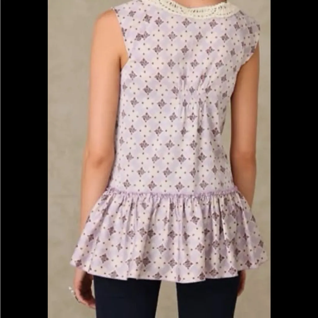 Free People Diamond Print Embroidered Mini Dress/Tunic. Size 4 - Image 2