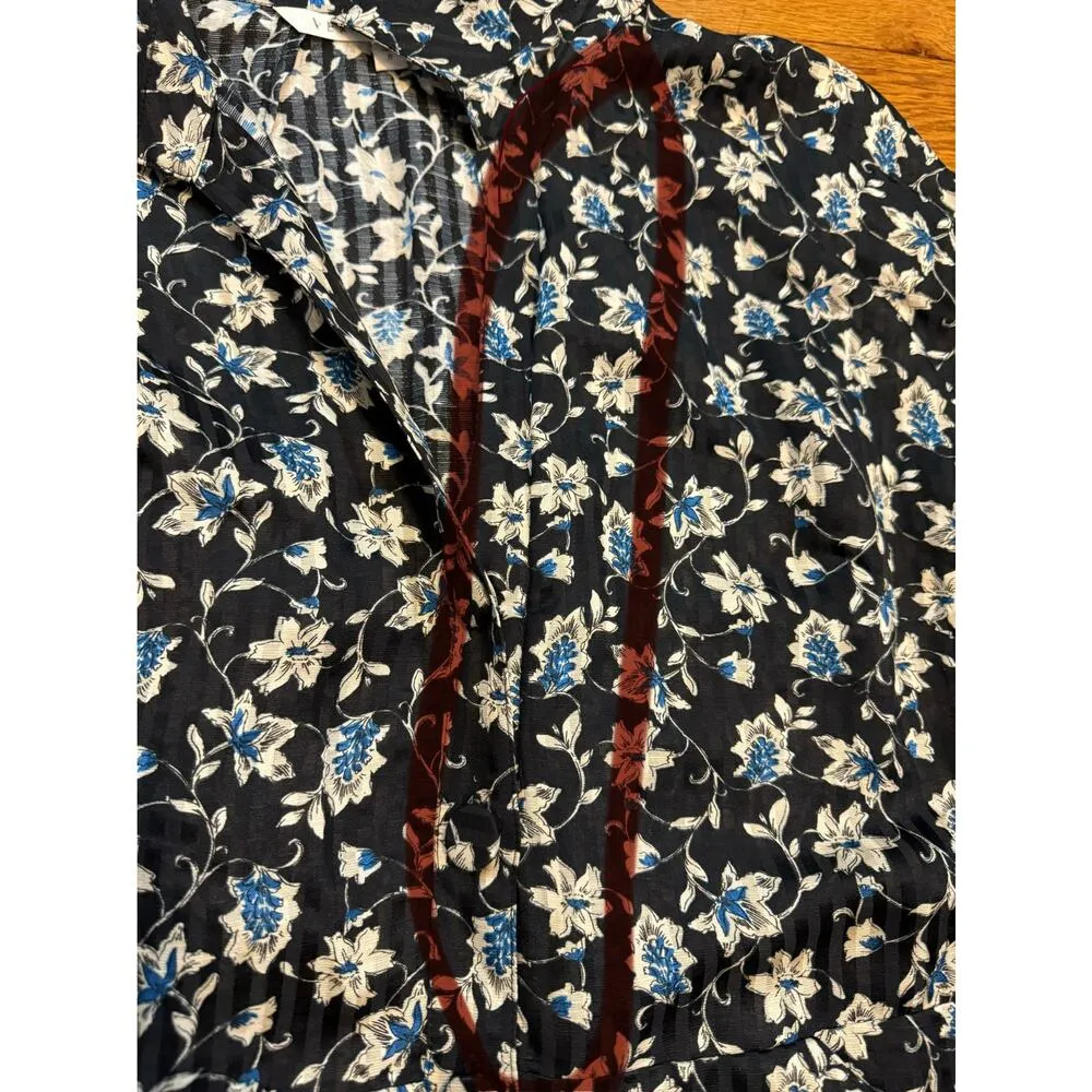 Veronica Beard Womens 8 Linen Silk Black White Floral Puff Sleeve Mini Dress - Image 12