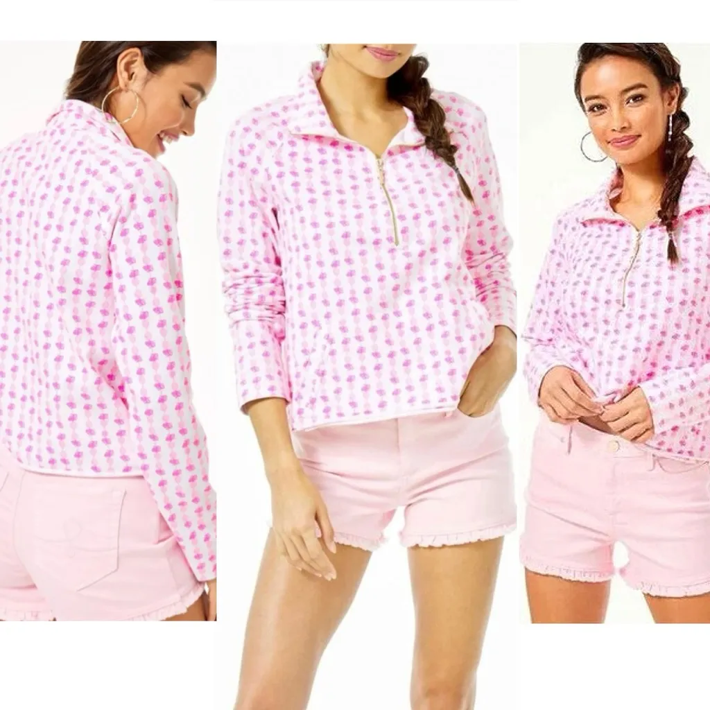 Lilly Pulitzer Ronan Cropped Hoodie Pullover size Medium - Image 2