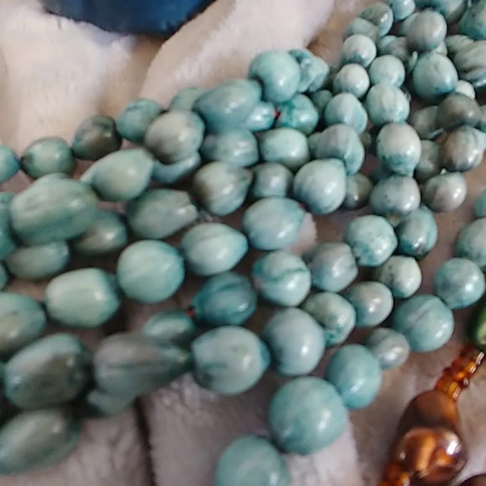 3 Vintage Estate Seed Bead Stone Necklace - Image 2