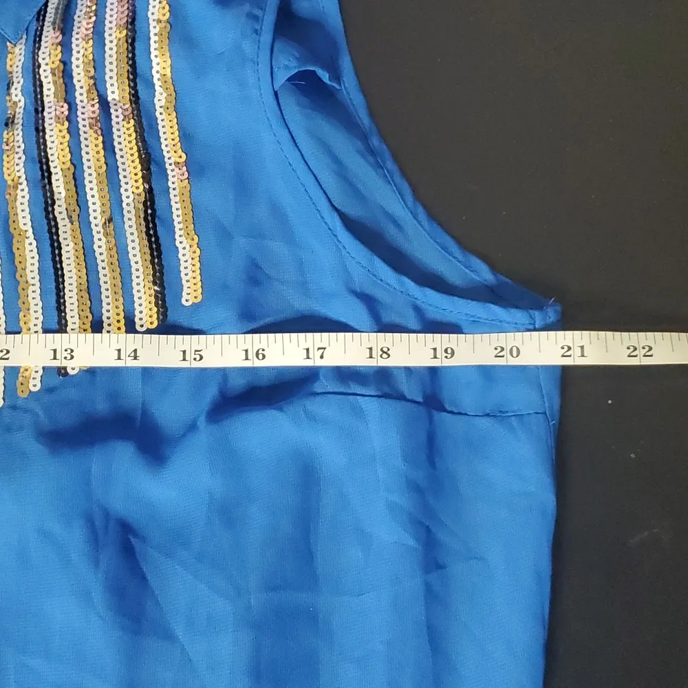 Ali & Kris plus size sz 1X princess blue with sequins sleeveless dress tank top - Image 9