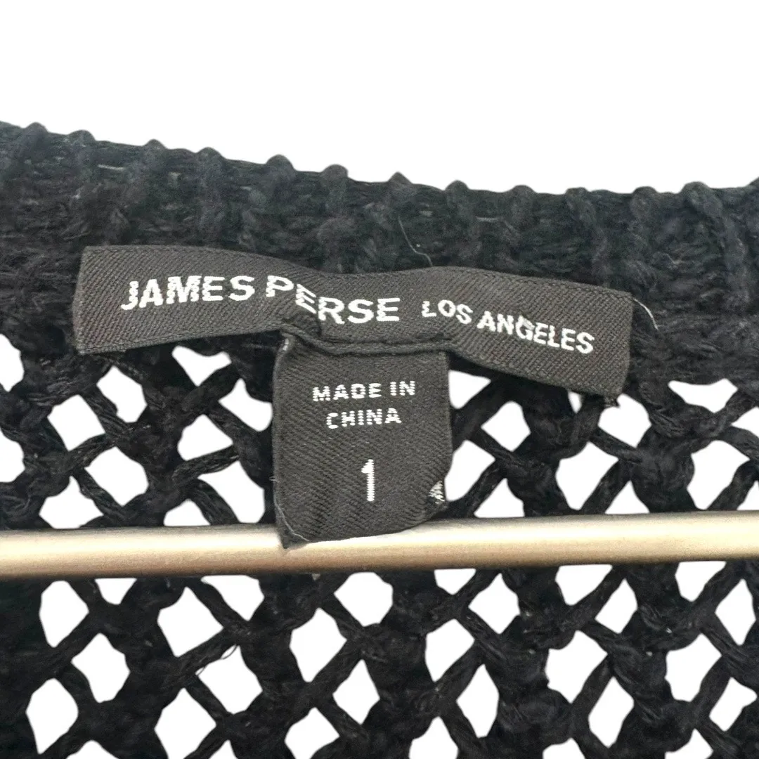 James Perse Black Open Knit Short Sleeve Midi Dress Size Small/ 1 - Image 4