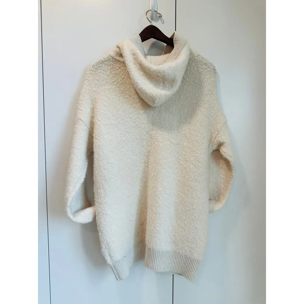 GAP Fuzzy Oversized Hoodie jacket Cream Size Small Button up Cozy Beach Coastal - Image 4