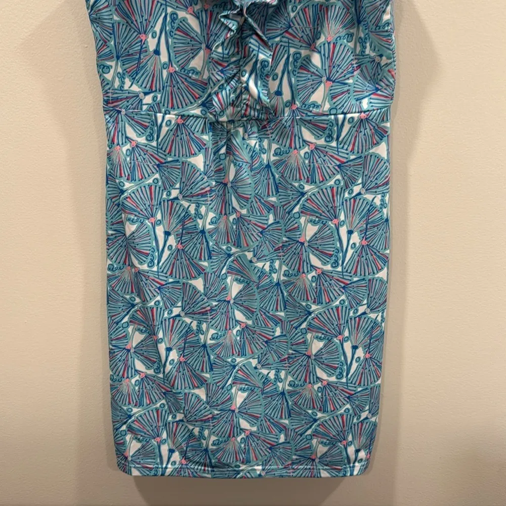 Tracy Negoshian Blue and White Patterned Mini Dress Size XS EUC - Image 4