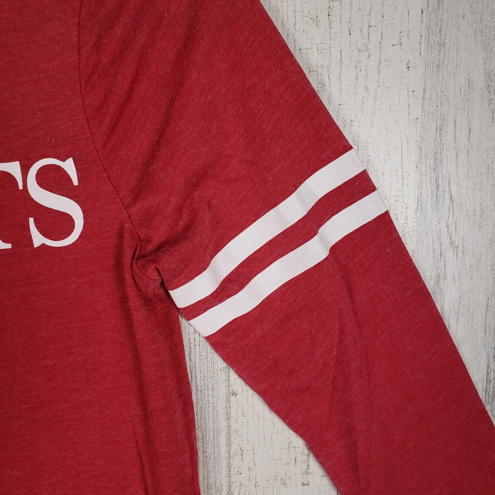 NWT Chaser Red "Presents" Long Sleeve Burnout Graphic Top Women's Size Small - Image 3