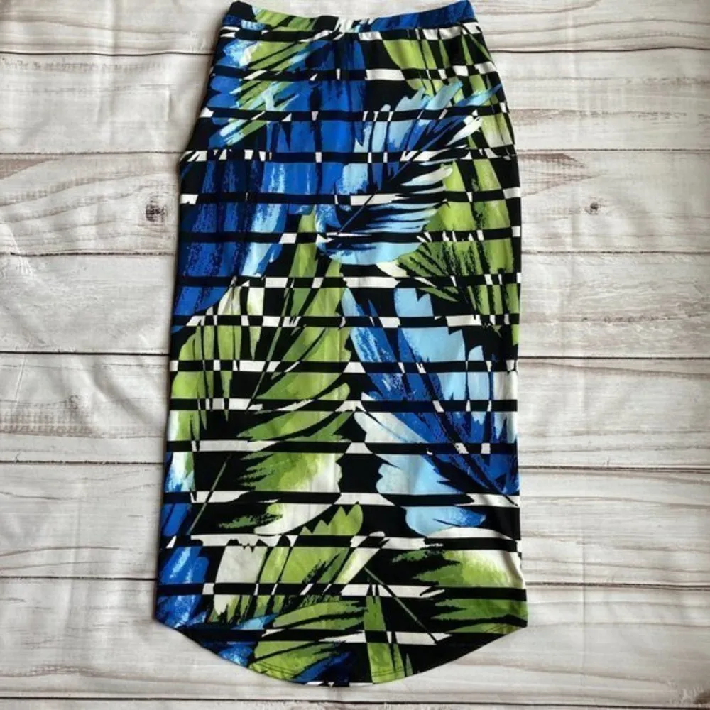 Sunny Leigh Stretchy Tropical Leaf Print Pencil Skirt Sz XS - Image 4