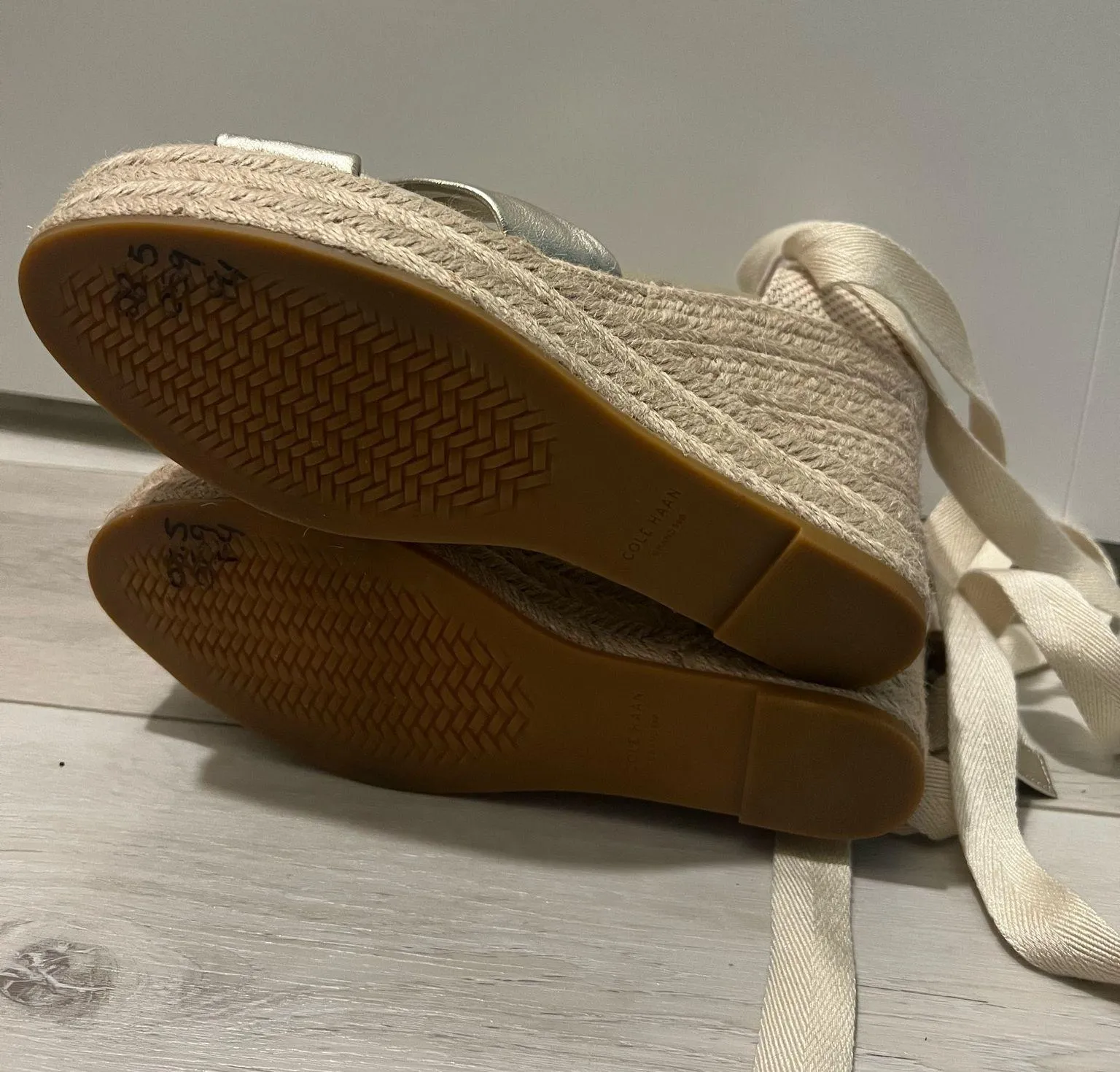 Cole Haan Gold Cream Tan Cloudfeel Hampton Wedge Platform Lace Up Sandal - Image 11