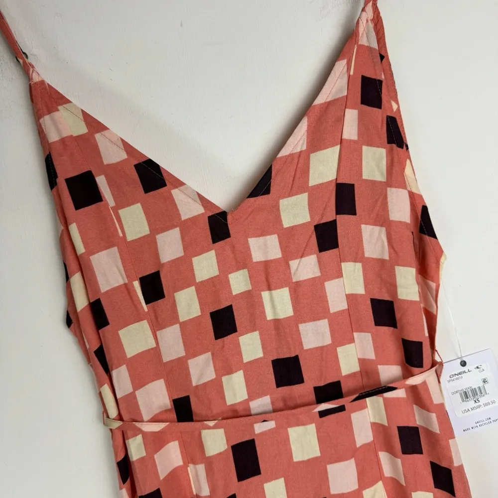 NWT O’neil Dorthie Maxi Dress Sz XS Tie Waist Peach Pink 100% Viscose - Image 7