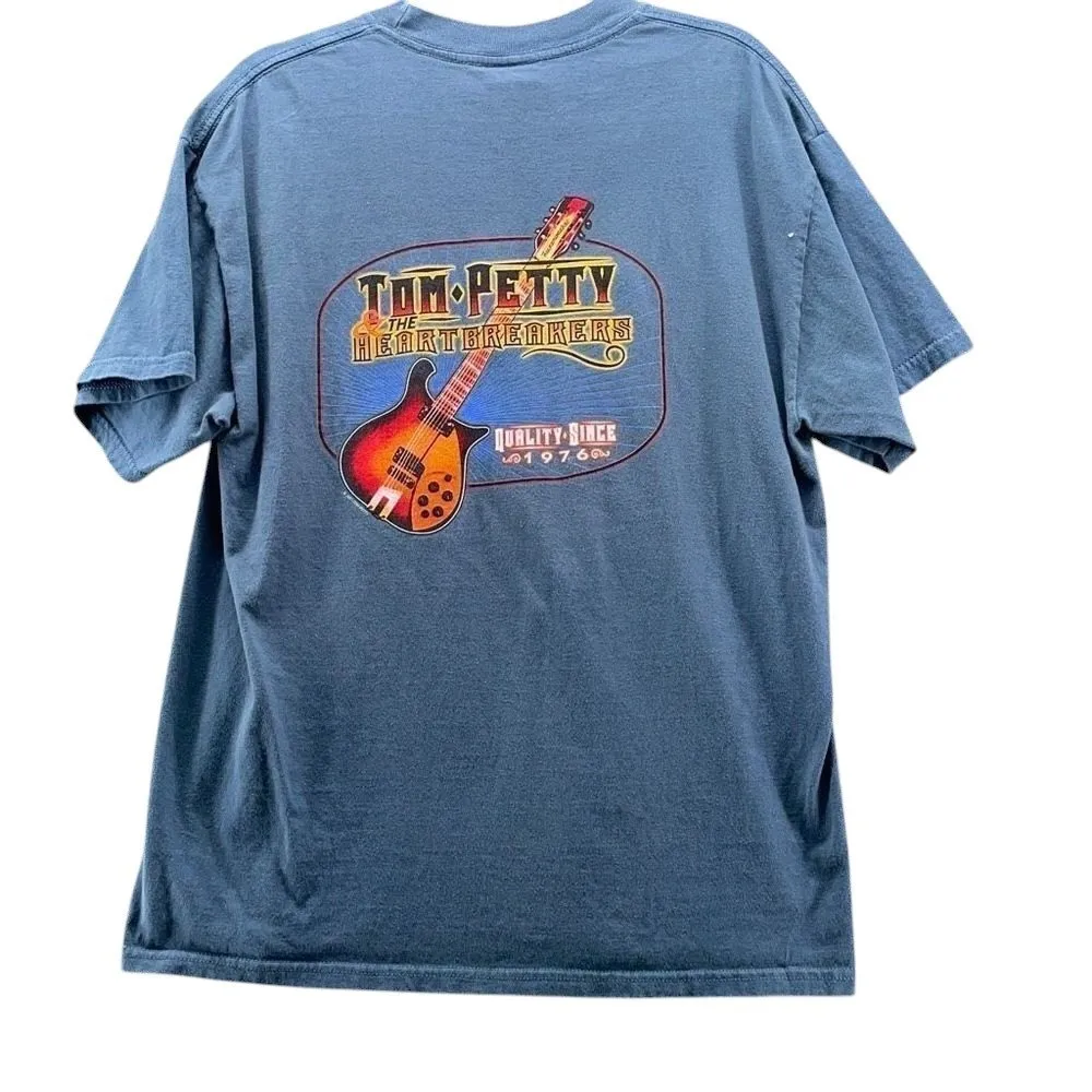 Vintage Tom Petty Shirt Womans Large Vintage 2001 Concert Band Tees Rock‎ Blue - Image 2