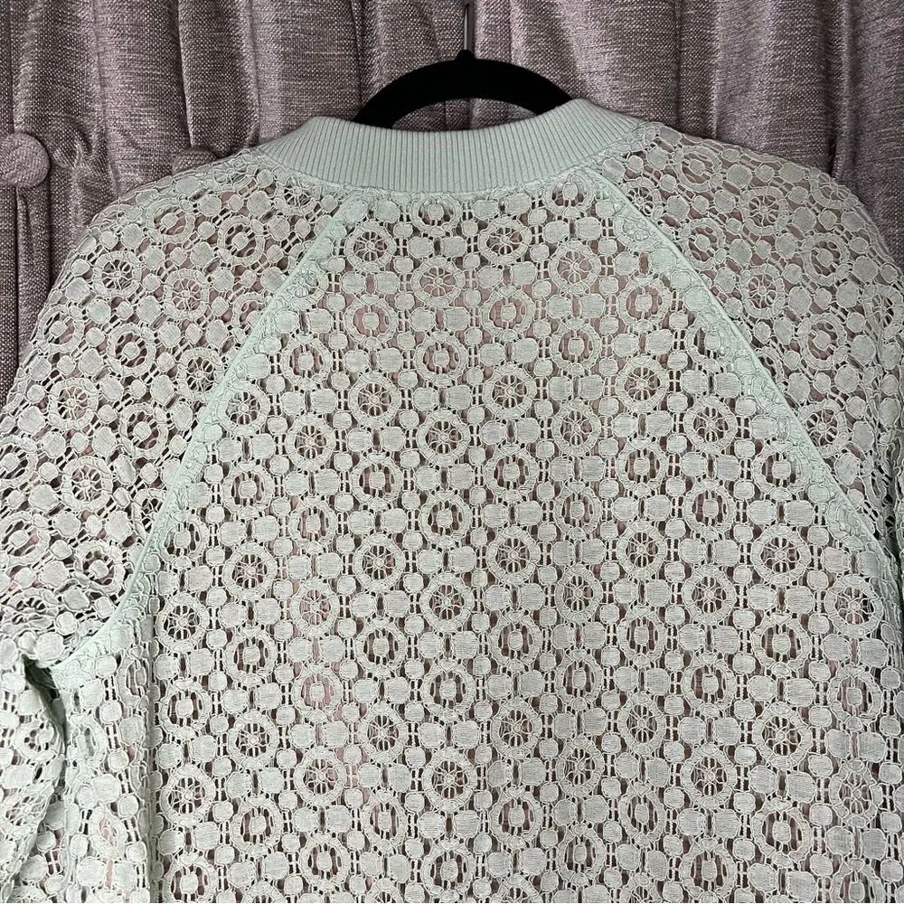 Victoria Beckham for Target Green Lace Overlay Zip Front Bomber Jacket Medium - Image 12