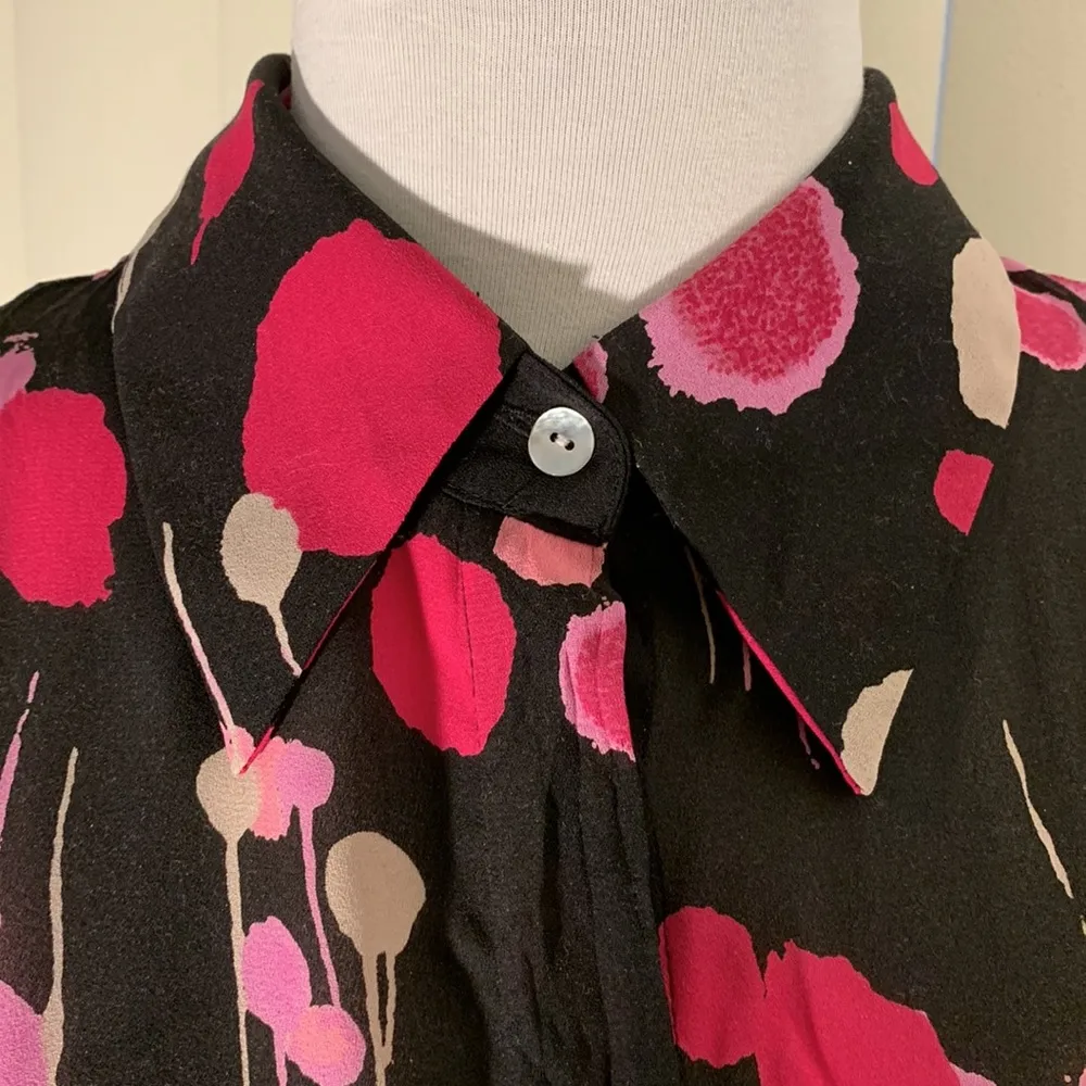 Violet & Claire shades of pink on black long sleeve blouse. - Image 4