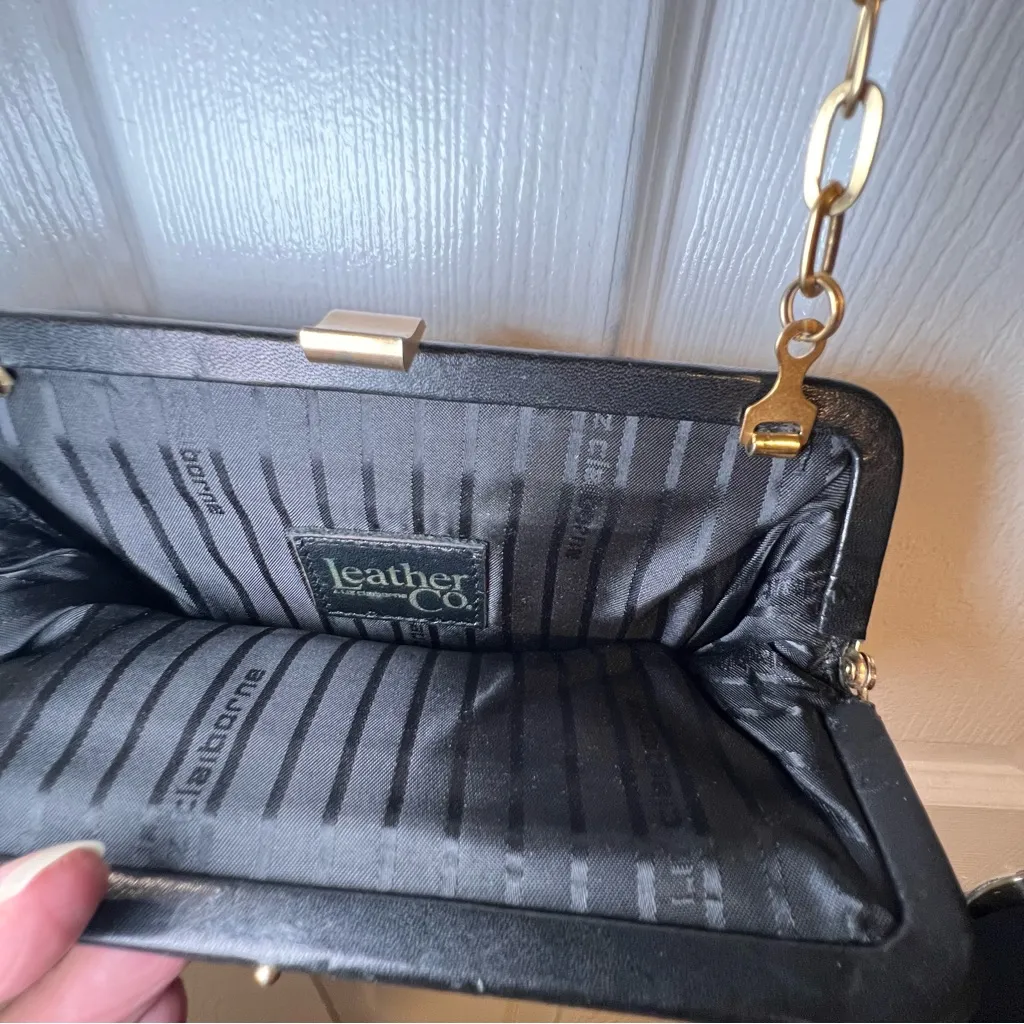 Vintage MCM Liz Claiborne Leather Co Black Shoulder Strap Handbag‎ Purse - Image 5