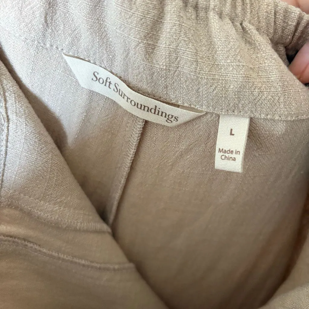 NEW Soft Surroundings Veranda Linen Blend Wide Leg Tiered Palazzo Pants Size L - Image 7