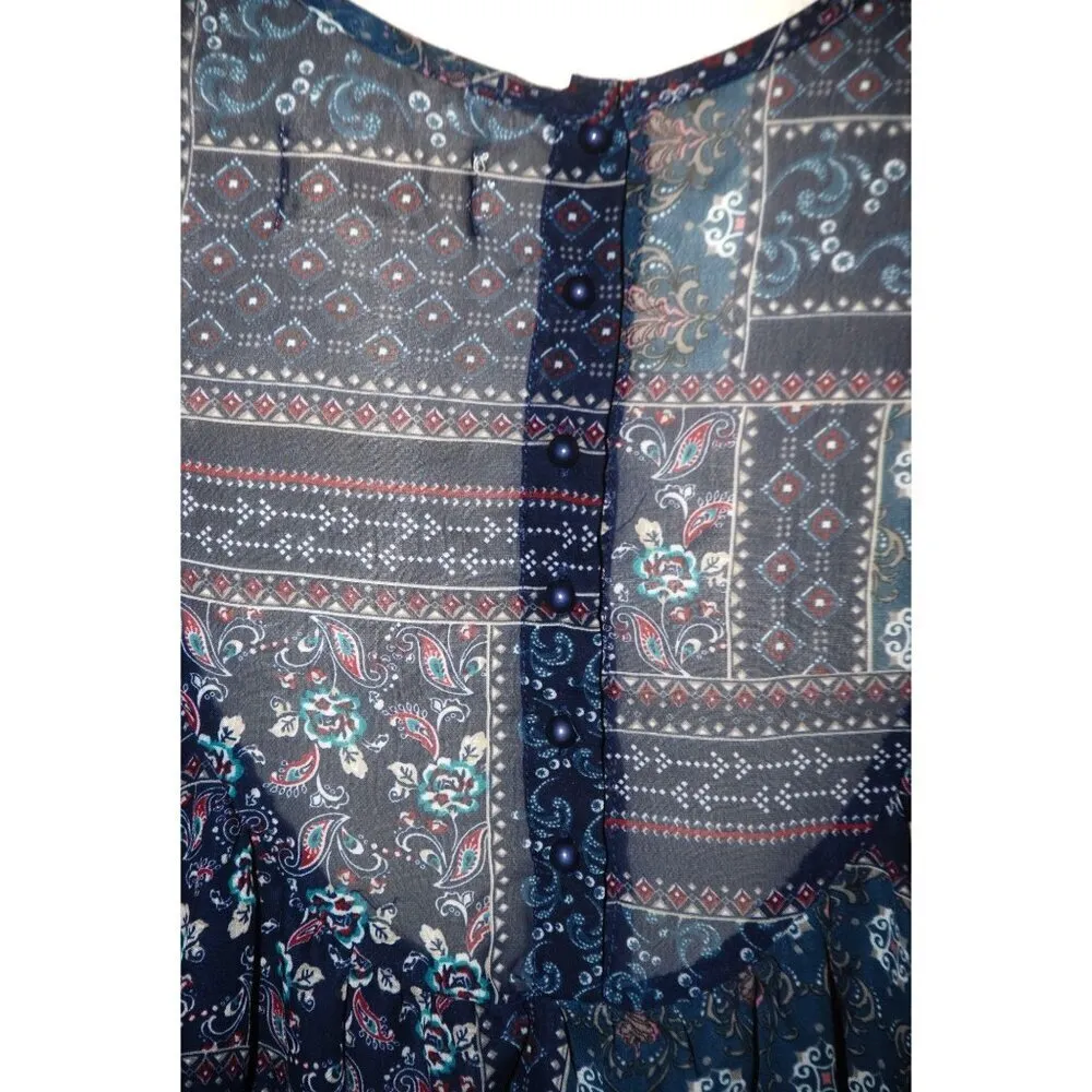 Altar'd State Crochet Blue Patchwork Sleeveless Blouse Top Size XS Flowy - Image 8