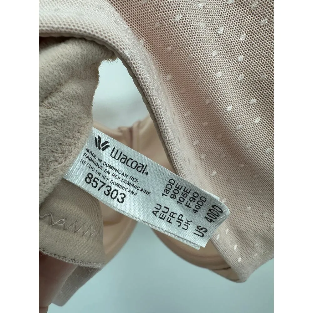 Wacoal Underwire Unpadded Bra Women 40DD Nude Beige Low Profile Minimizer - Image 5