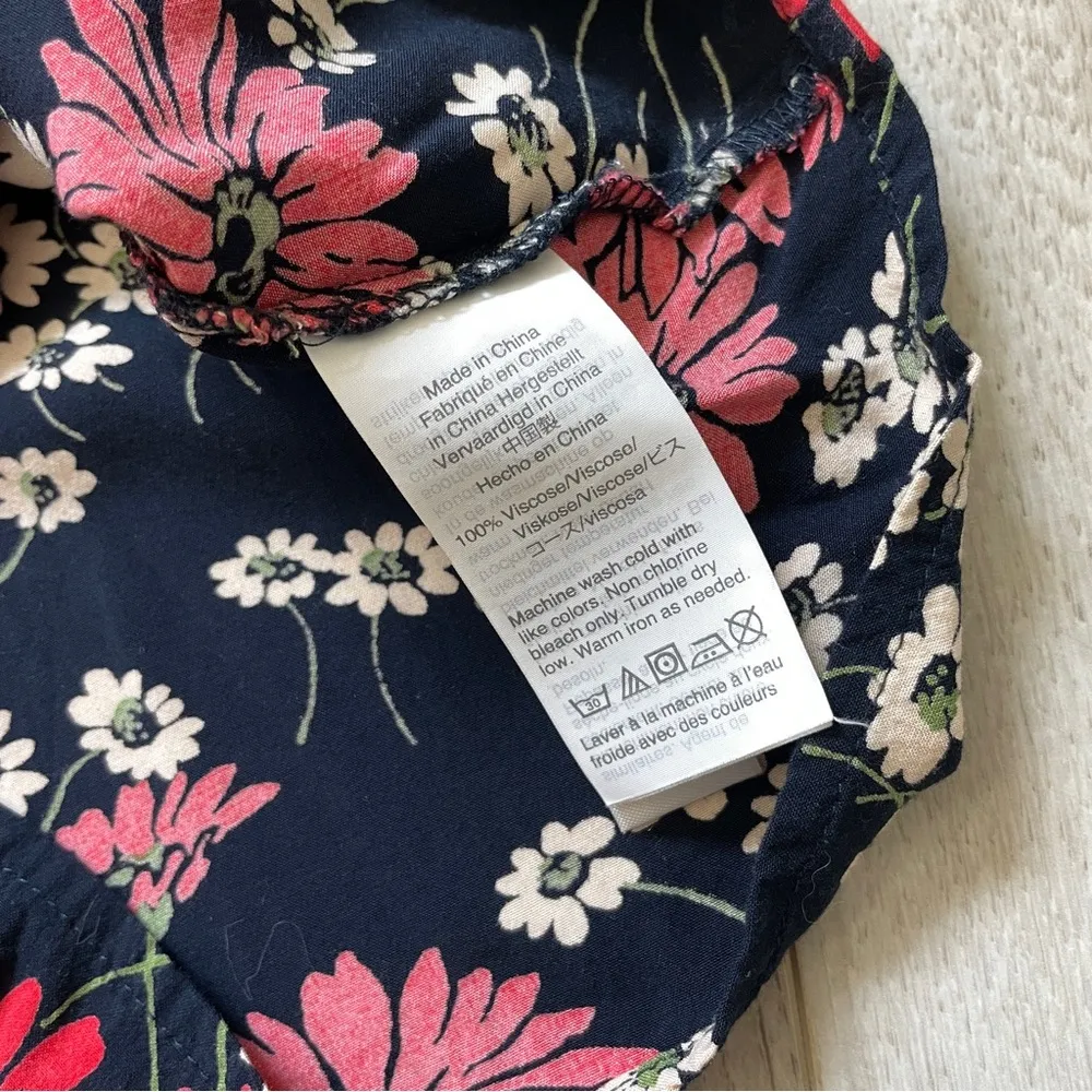 Madewell Floral Novel Tie Front Top Multi Daisy Deep Indigo Navy Blue (Small) - Image 6