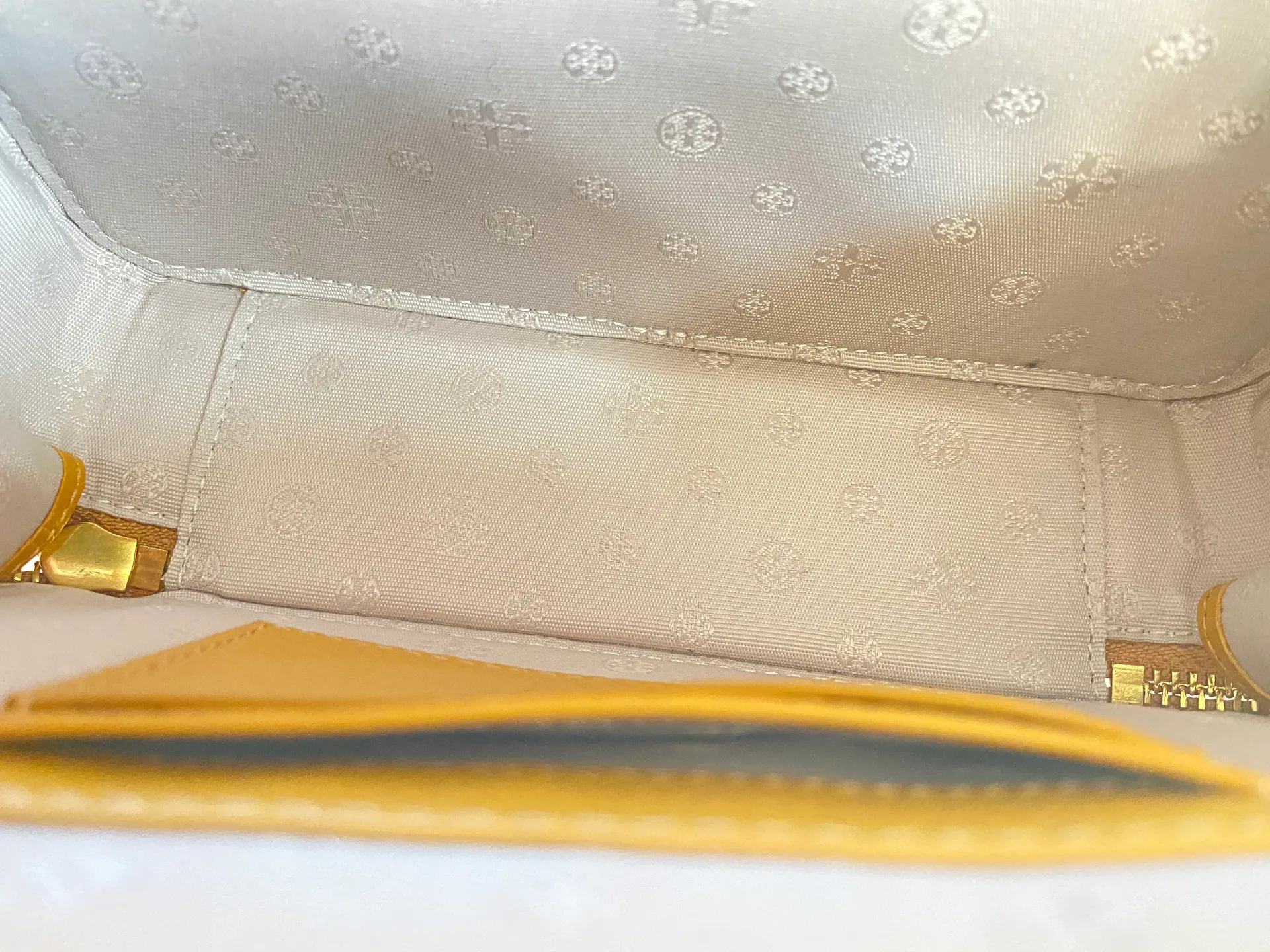 Britten Applique Small Top Handle Case Bag in Golden Curry - Image 11