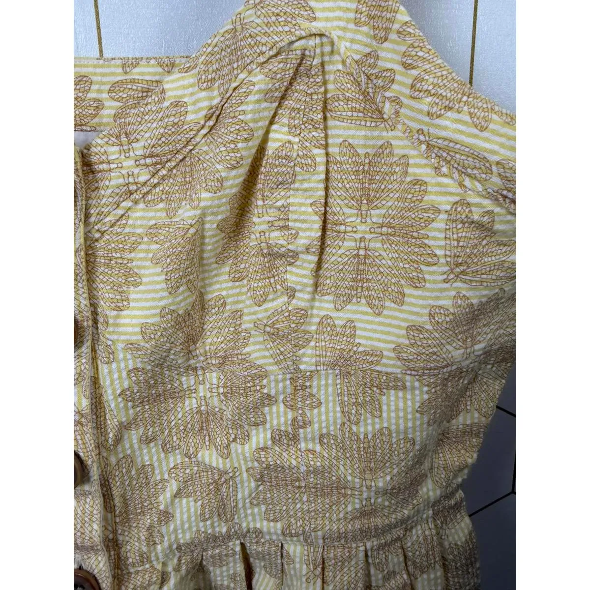 Maeve by Anthropologie Neutral Motif Yellow Cafe Dress - Size - 10 - Image 7