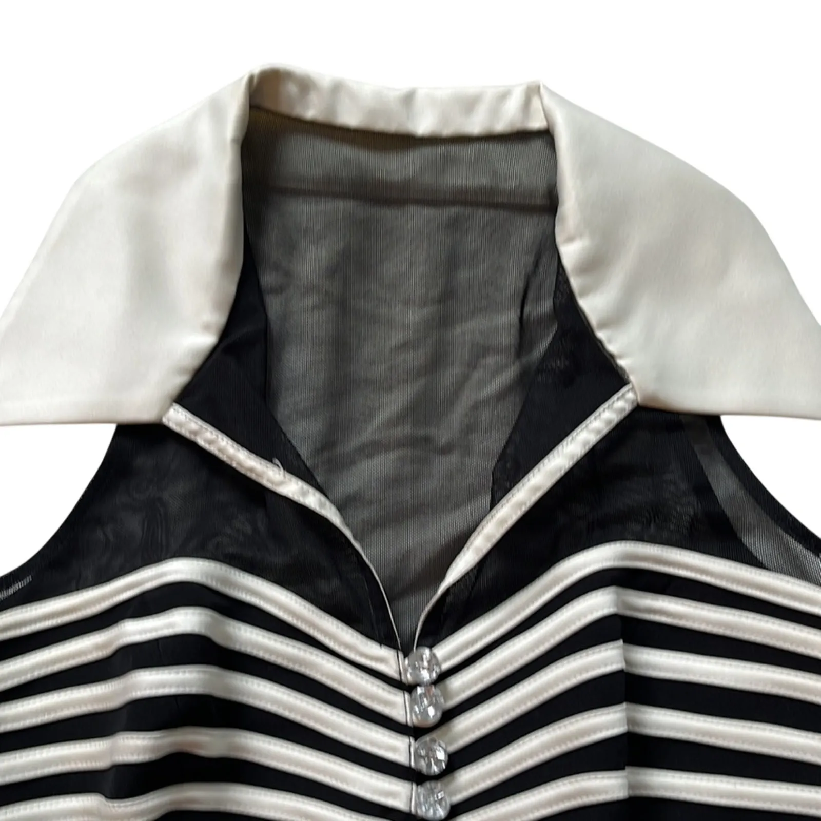 JS Collections Black Cream Collared Sleeveless Formal Blouse Size 4 - Image 3